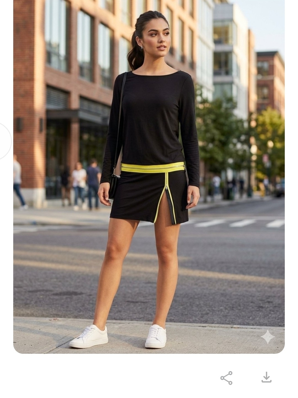 Black Skirt with Yellow Trim - Women's Active Mini Skirt